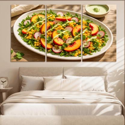 Smoky Peach And Corn Salad With Lime Yogurt Drizzle abstract paintings frame