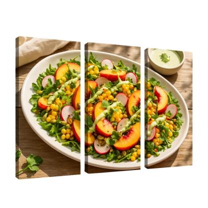 Smoky Peach And Corn Salad With Lime Yogurt Drizzle abstract paintings frame