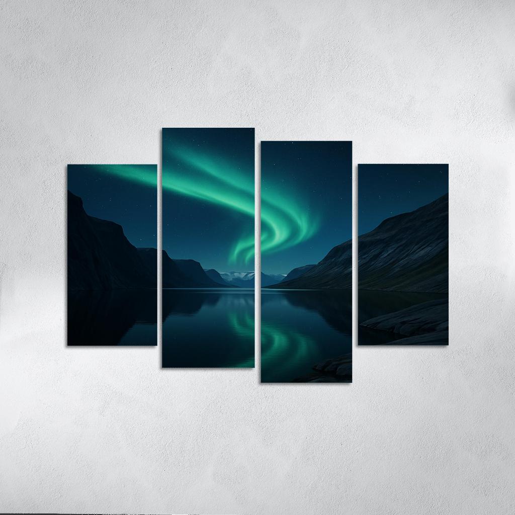Glacial Aurora Over The Silent Fjord premium artwork frames