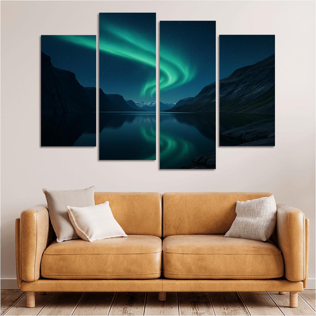 Glacial Aurora Over The Silent Fjord premium artwork frames