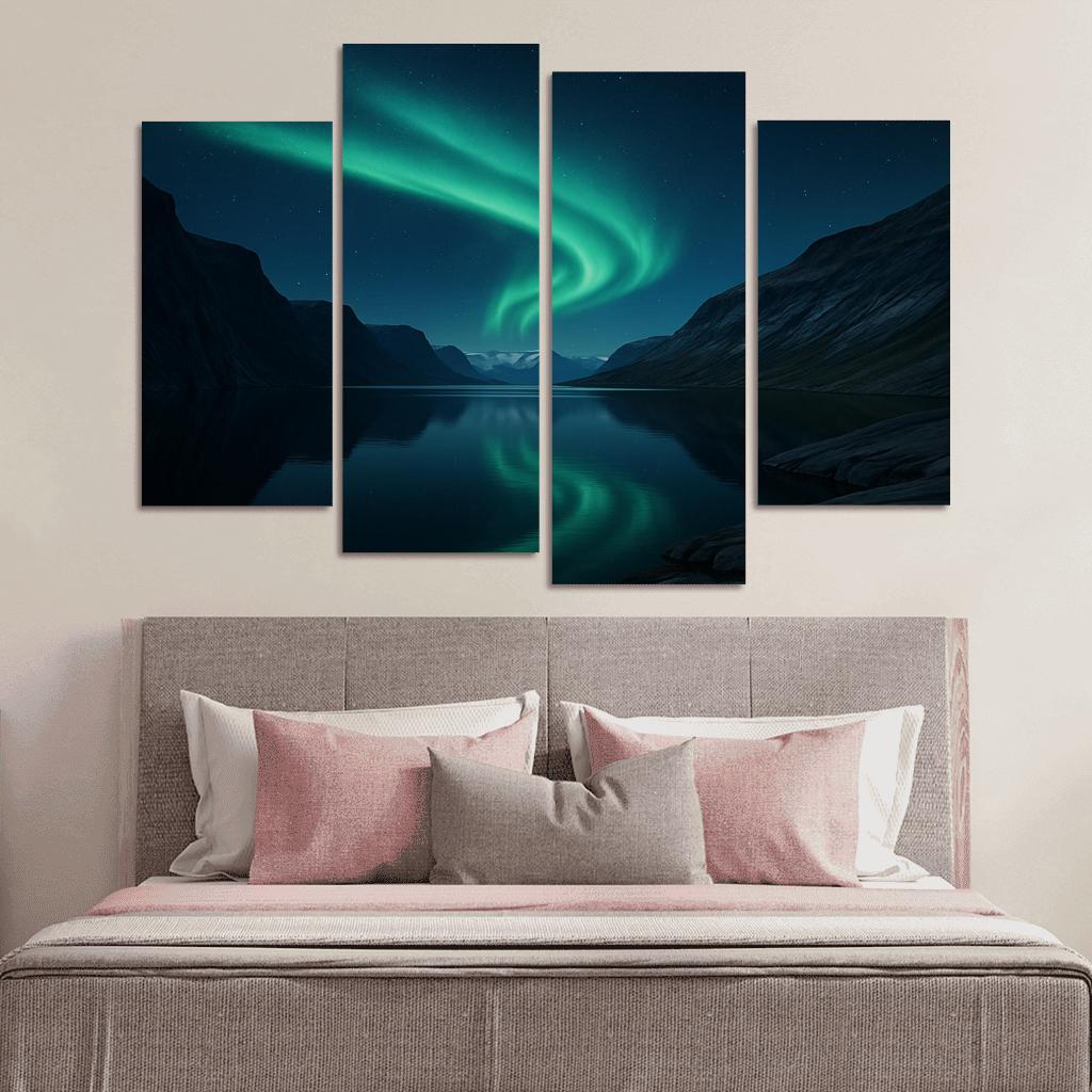 Glacial Aurora Over The Silent Fjord premium artwork frames