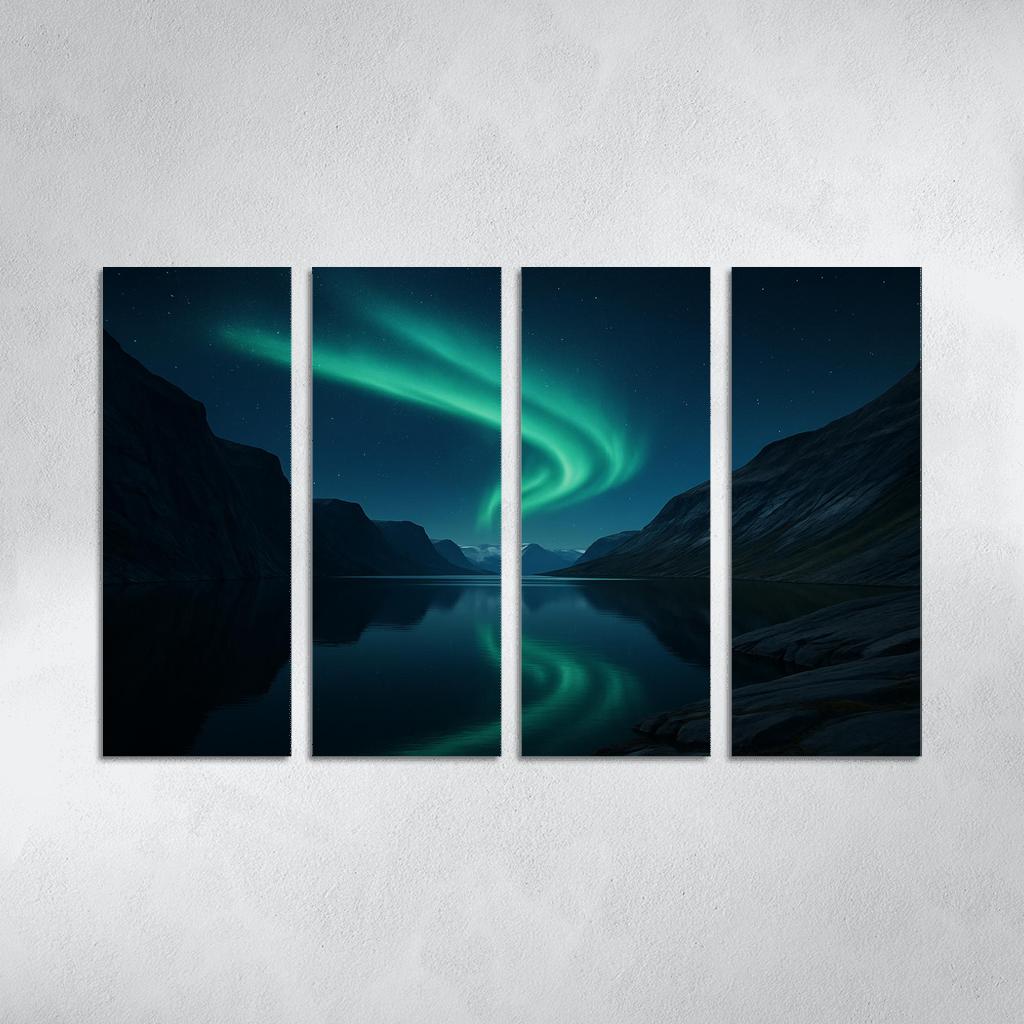 Glacial Aurora Over The Silent Fjord premium artwork frames