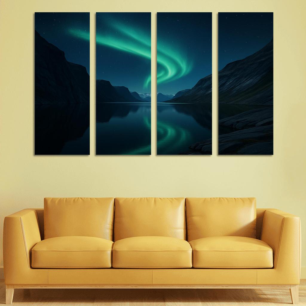 Glacial Aurora Over The Silent Fjord premium artwork frames