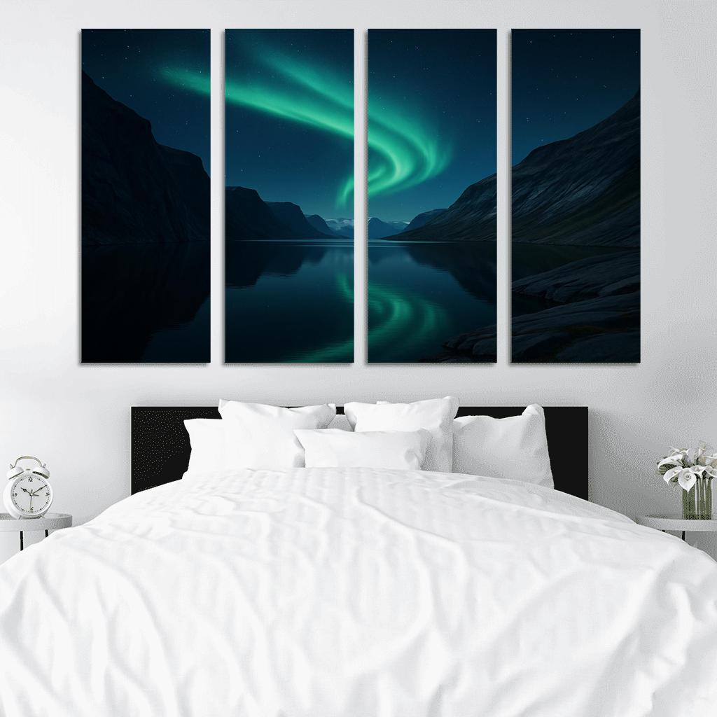 Glacial Aurora Over The Silent Fjord premium artwork frames