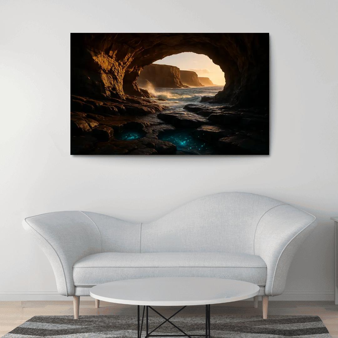 Sea Cave Lantern Coast oil paintings frame