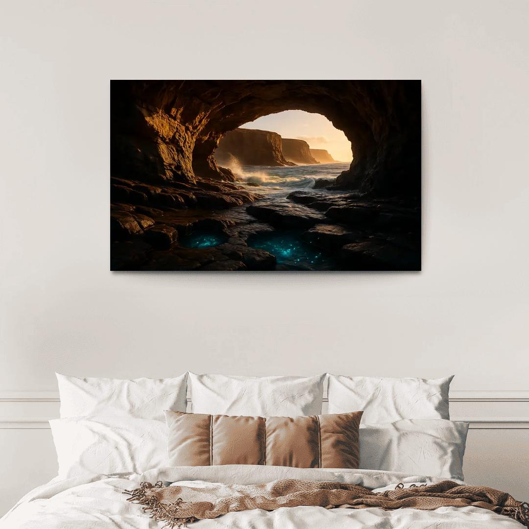 Sea Cave Lantern Coast oil paintings frame