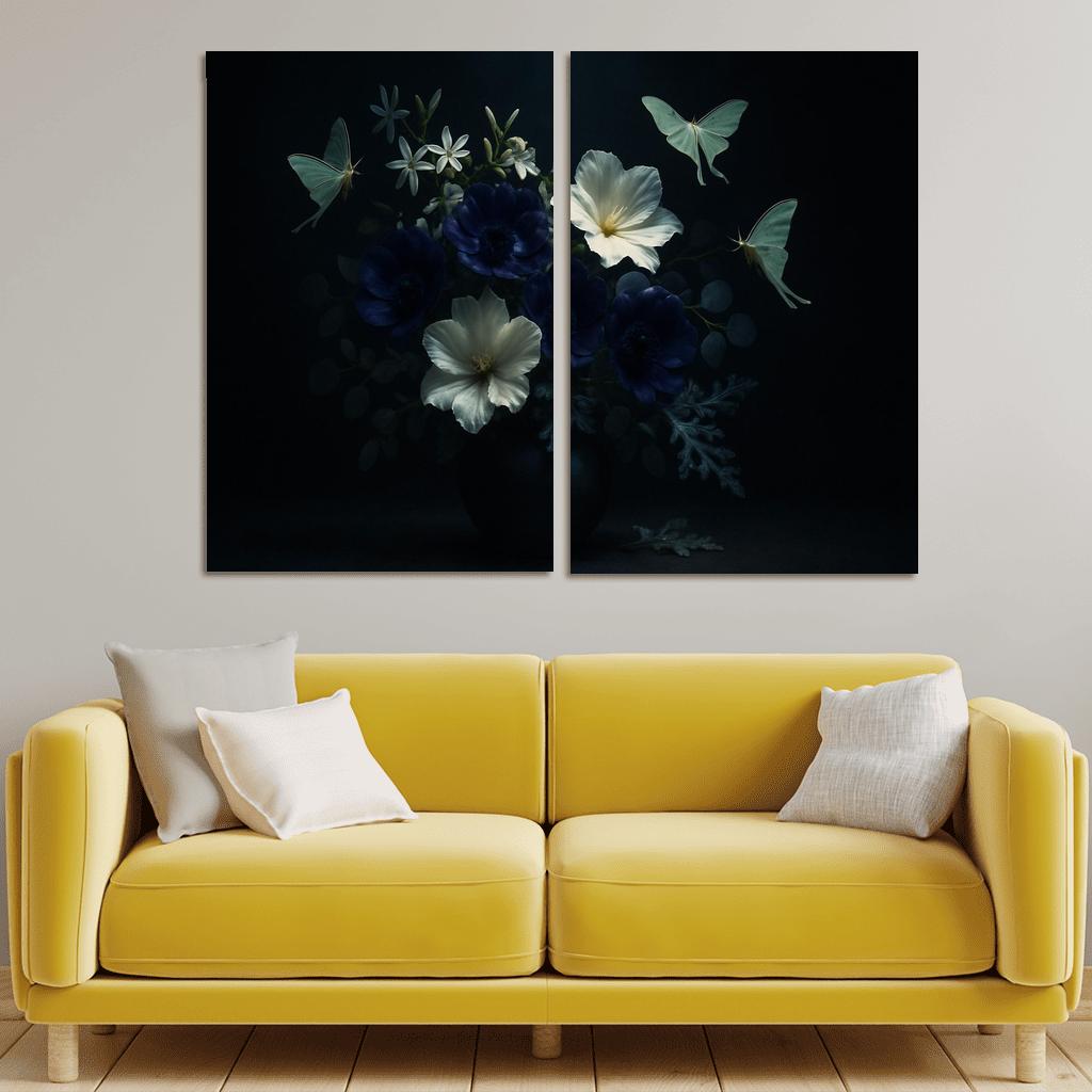 Nocturne Botanicals Moonlit Moths And Night Blooms abstract paintings frame