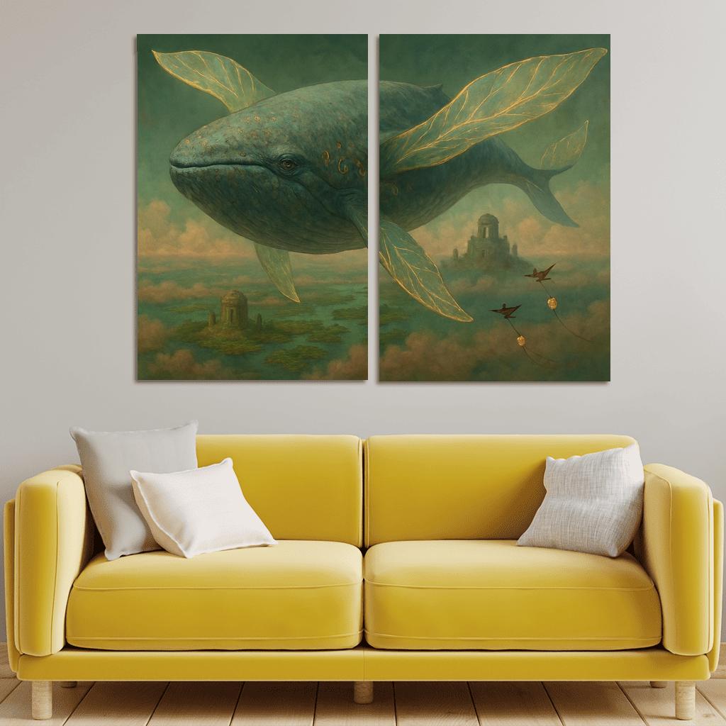The Verdigris Dreamwhale abstract paintings frame