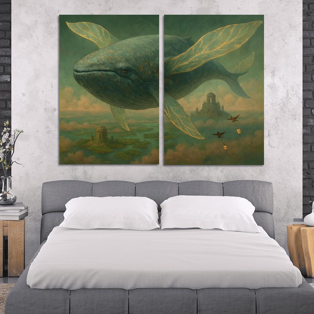 The Verdigris Dreamwhale abstract paintings frame