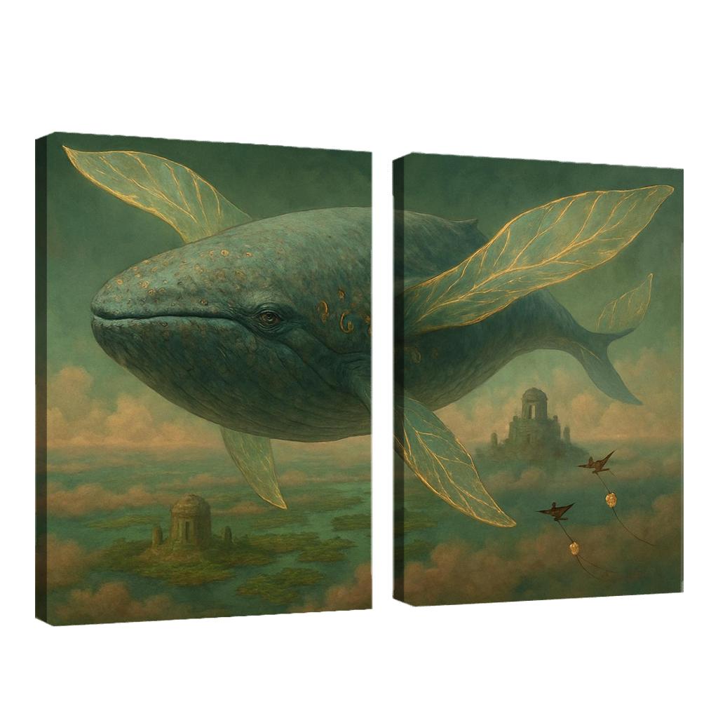 The Verdigris Dreamwhale abstract paintings frame