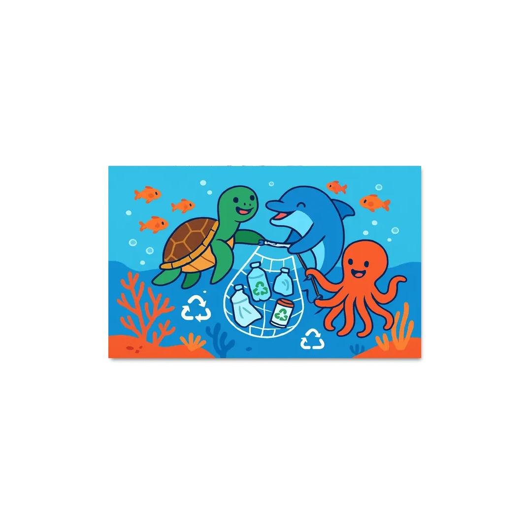 Coral Reef Cleanup Squad canvas paintings frame