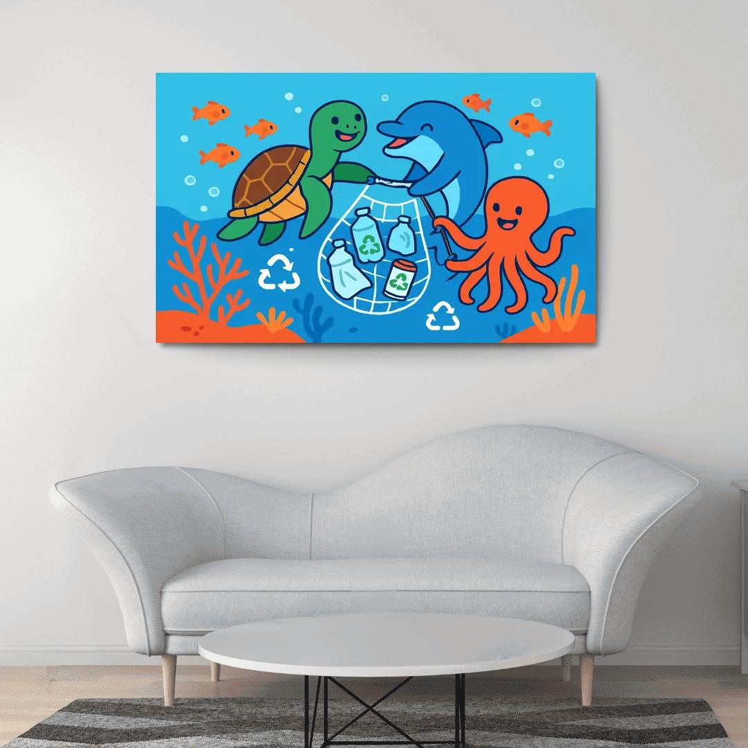Coral Reef Cleanup Squad canvas paintings frame