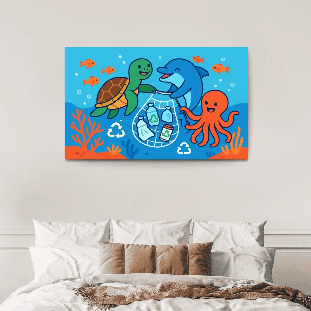 Coral Reef Cleanup Squad canvas paintings frame