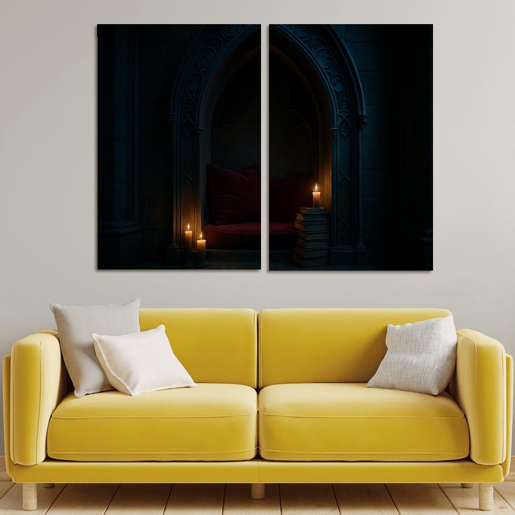 Coffin Shaped Reading Nook With Iron Filigree modern paintings frame