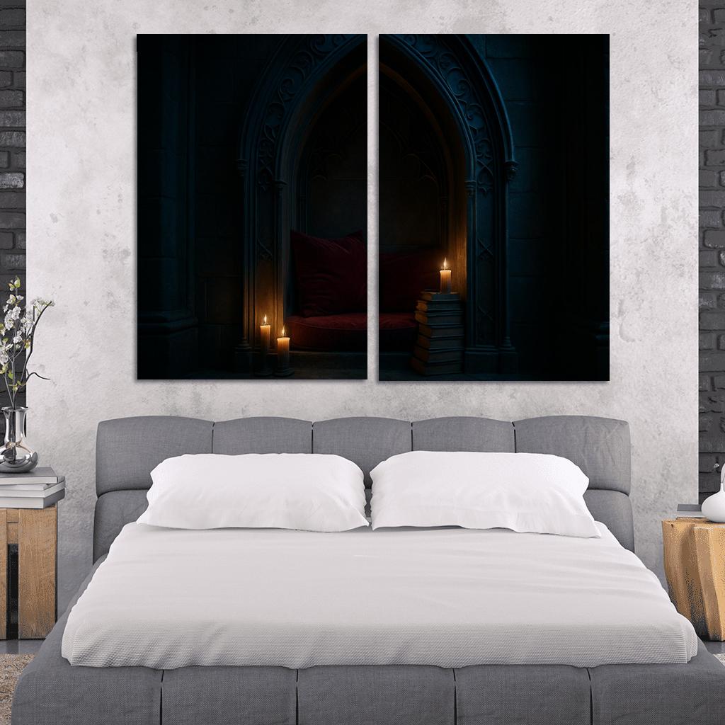 Coffin Shaped Reading Nook With Iron Filigree modern paintings frame
