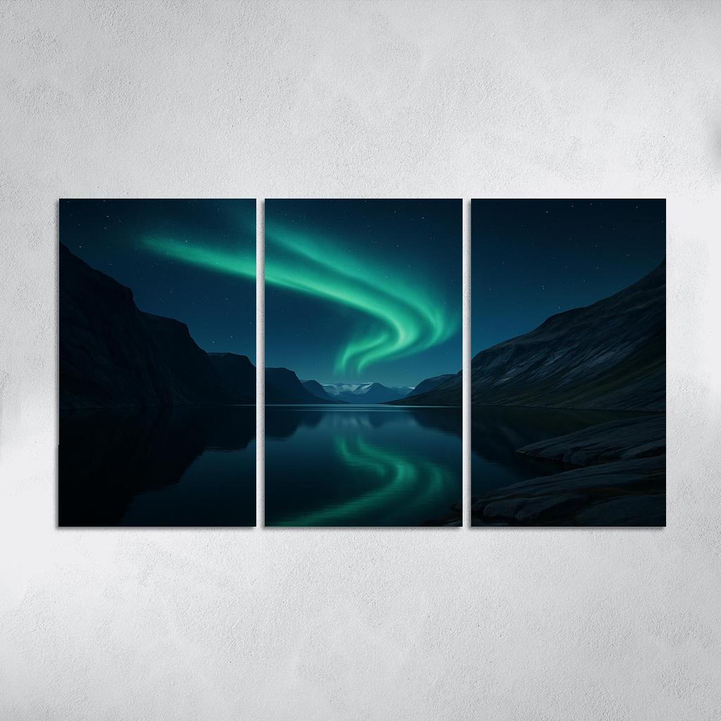 Glacial Aurora Over The Silent Fjord premium artwork frames