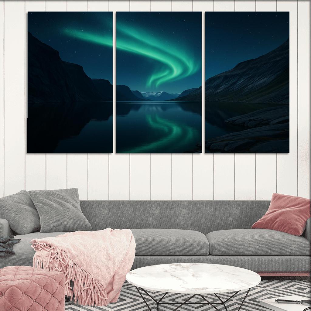 Glacial Aurora Over The Silent Fjord premium artwork frames