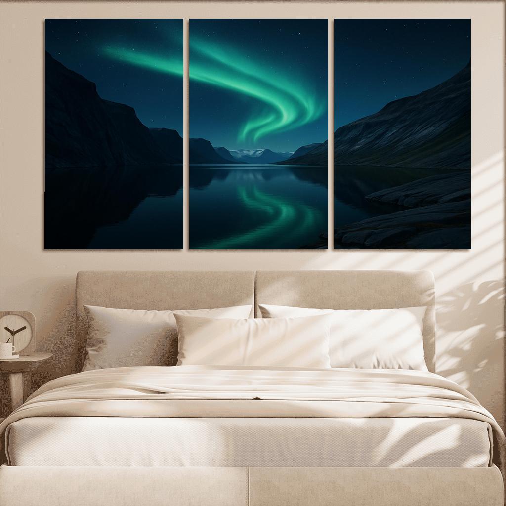 Glacial Aurora Over The Silent Fjord premium artwork frames