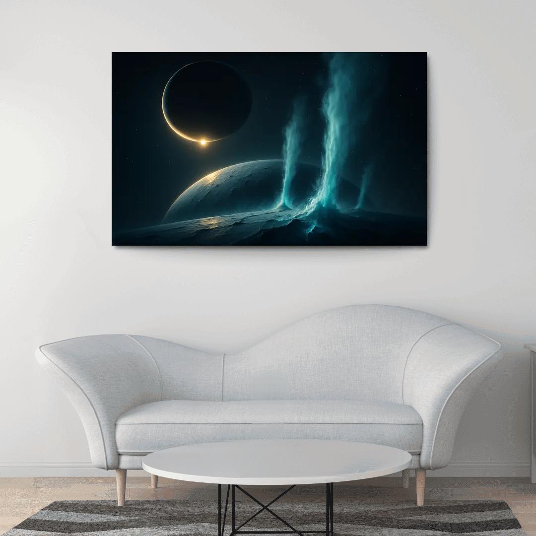 Cryovolcanic Plumes On An Ocean Moon At Eclipse framed paintings