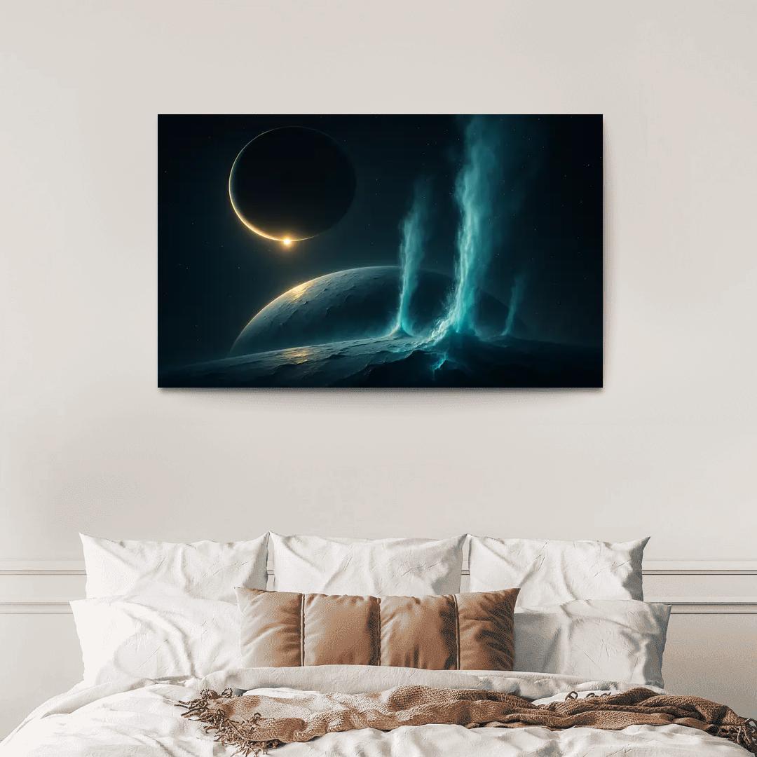 Cryovolcanic Plumes On An Ocean Moon At Eclipse framed paintings