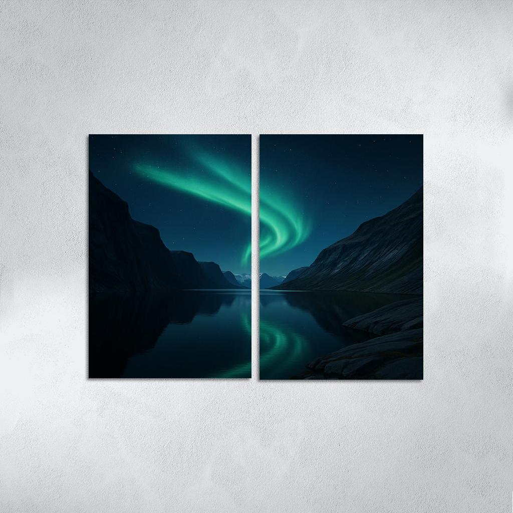 Glacial Aurora Over The Silent Fjord premium artwork frames