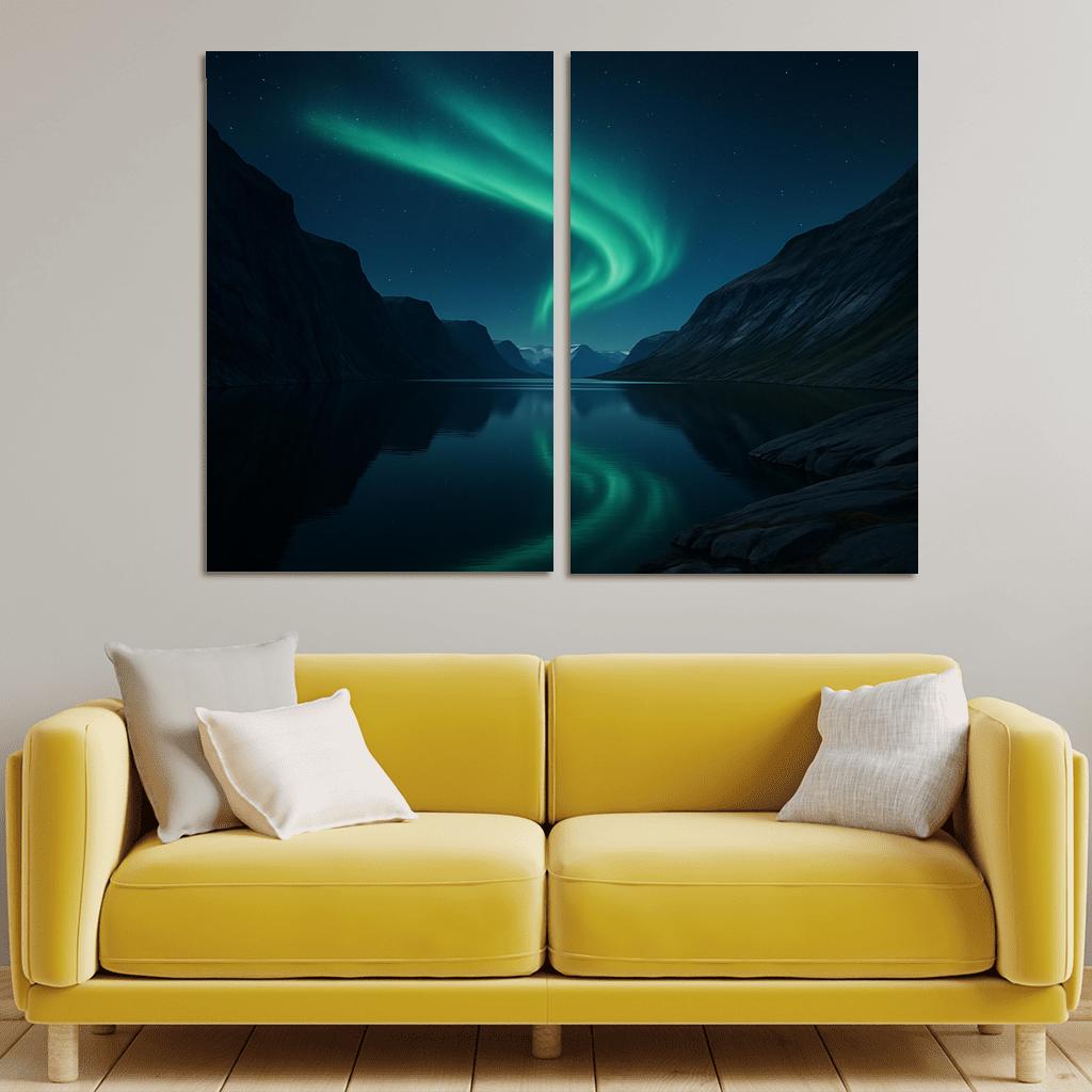 Glacial Aurora Over The Silent Fjord premium artwork frames