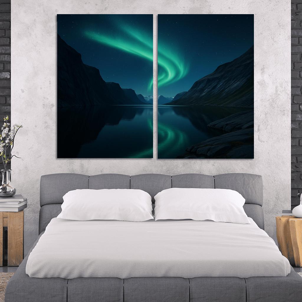 Glacial Aurora Over The Silent Fjord premium artwork frames