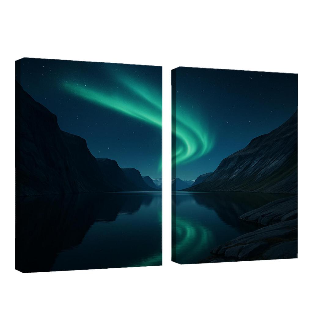 Glacial Aurora Over The Silent Fjord premium artwork frames
