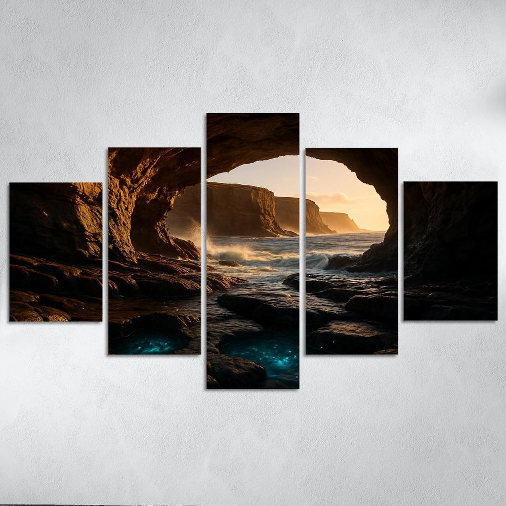 Sea Cave Lantern Coast oil paintings frame