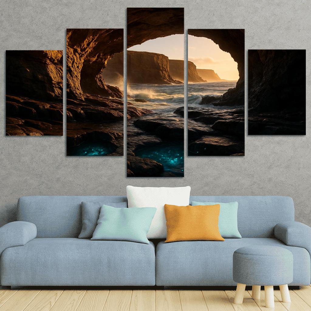 Sea Cave Lantern Coast oil paintings frame