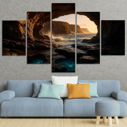 Sea Cave Lantern Coast oil paintings frame