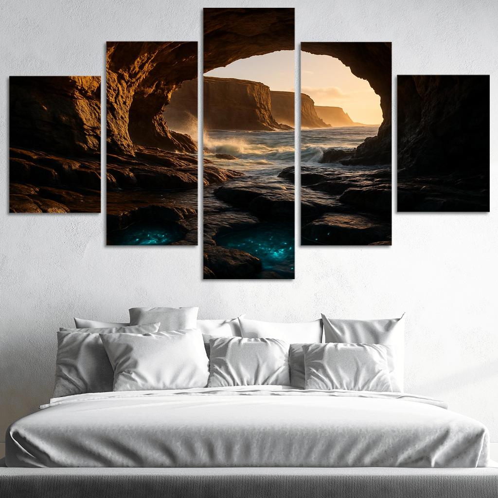 Sea Cave Lantern Coast oil paintings frame