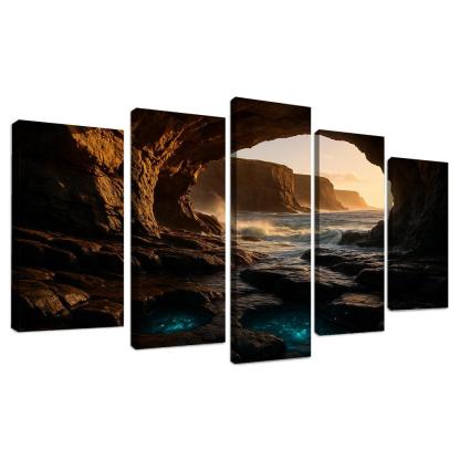 Sea Cave Lantern Coast oil paintings frame