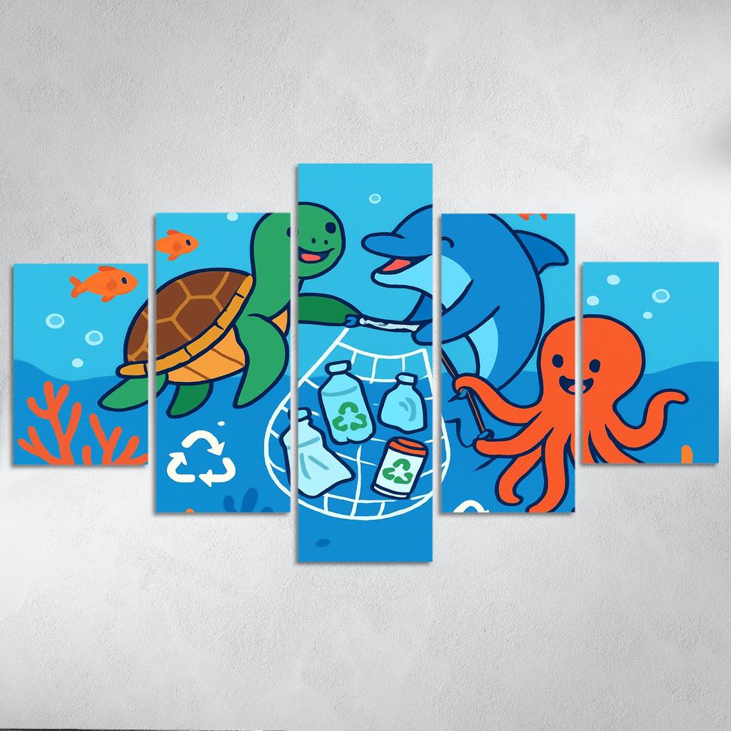 Coral Reef Cleanup Squad canvas paintings frame
