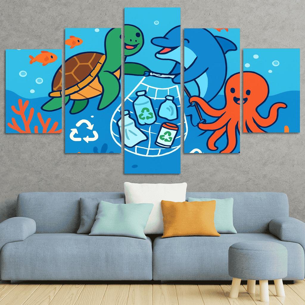 Coral Reef Cleanup Squad canvas paintings frame