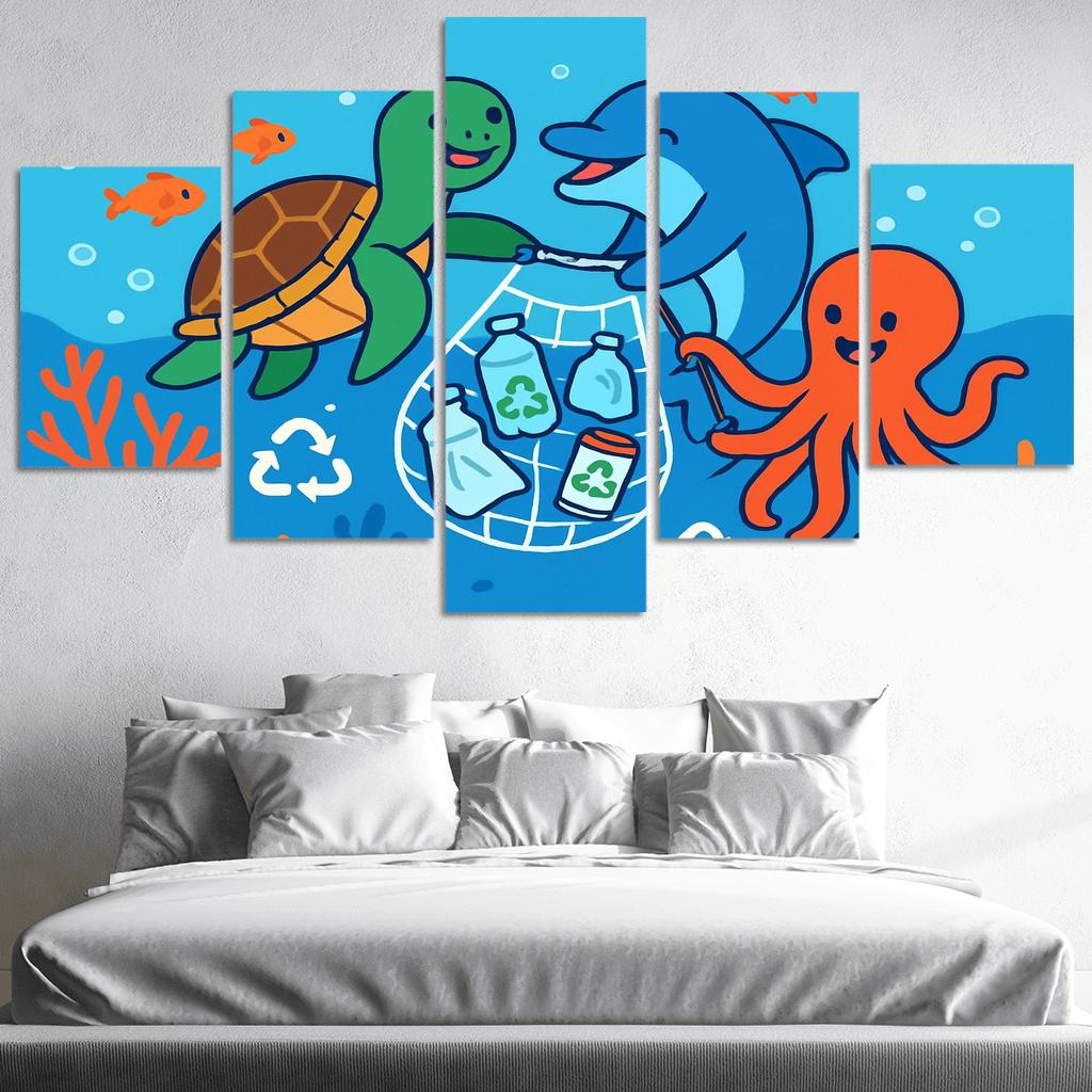 Coral Reef Cleanup Squad canvas paintings frame
