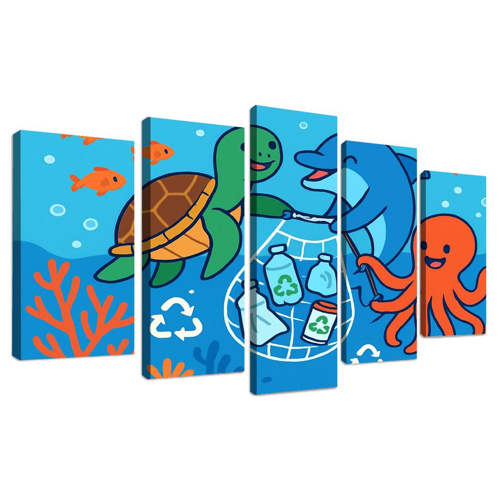 Coral Reef Cleanup Squad canvas paintings frame