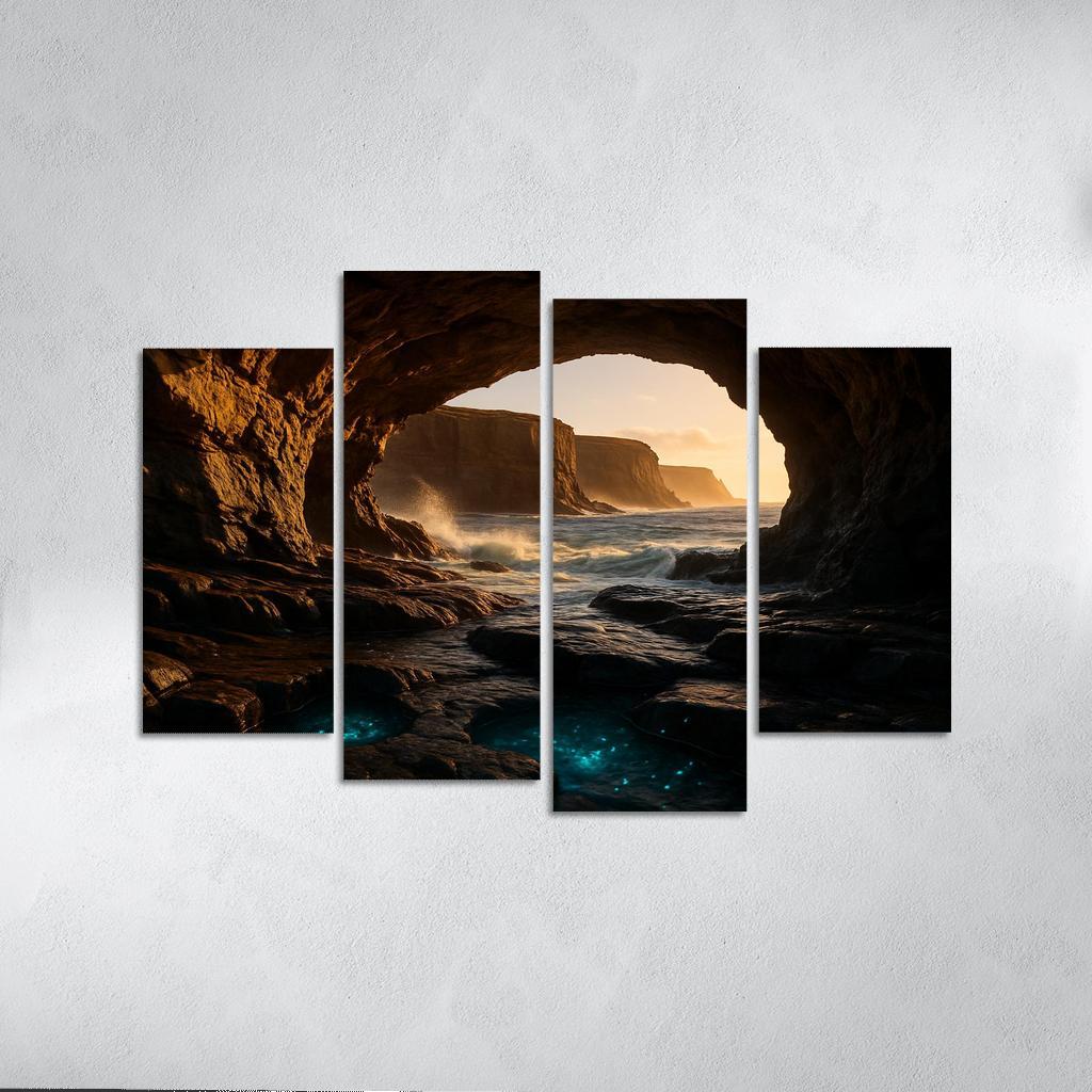 Sea Cave Lantern Coast oil paintings frame