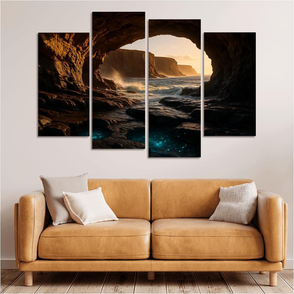 Sea Cave Lantern Coast oil paintings frame