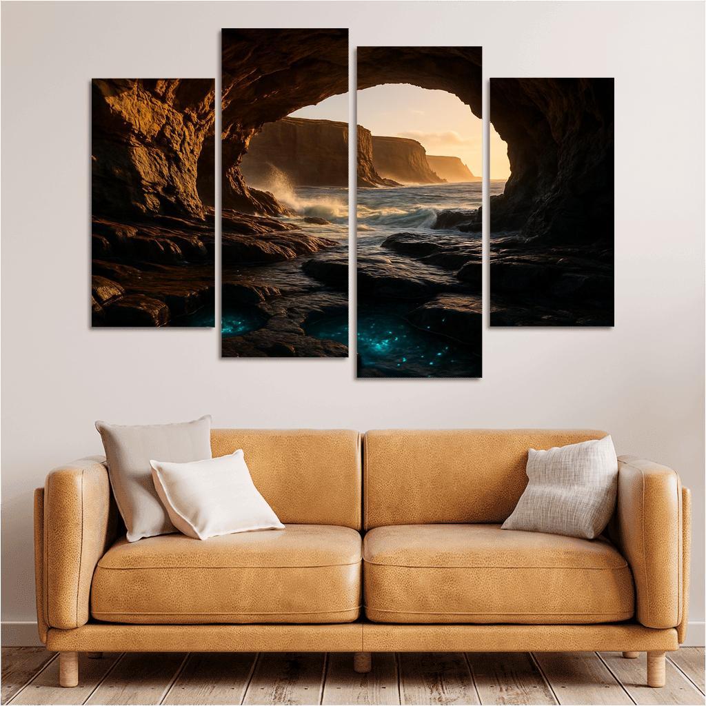 Sea Cave Lantern Coast oil paintings frame