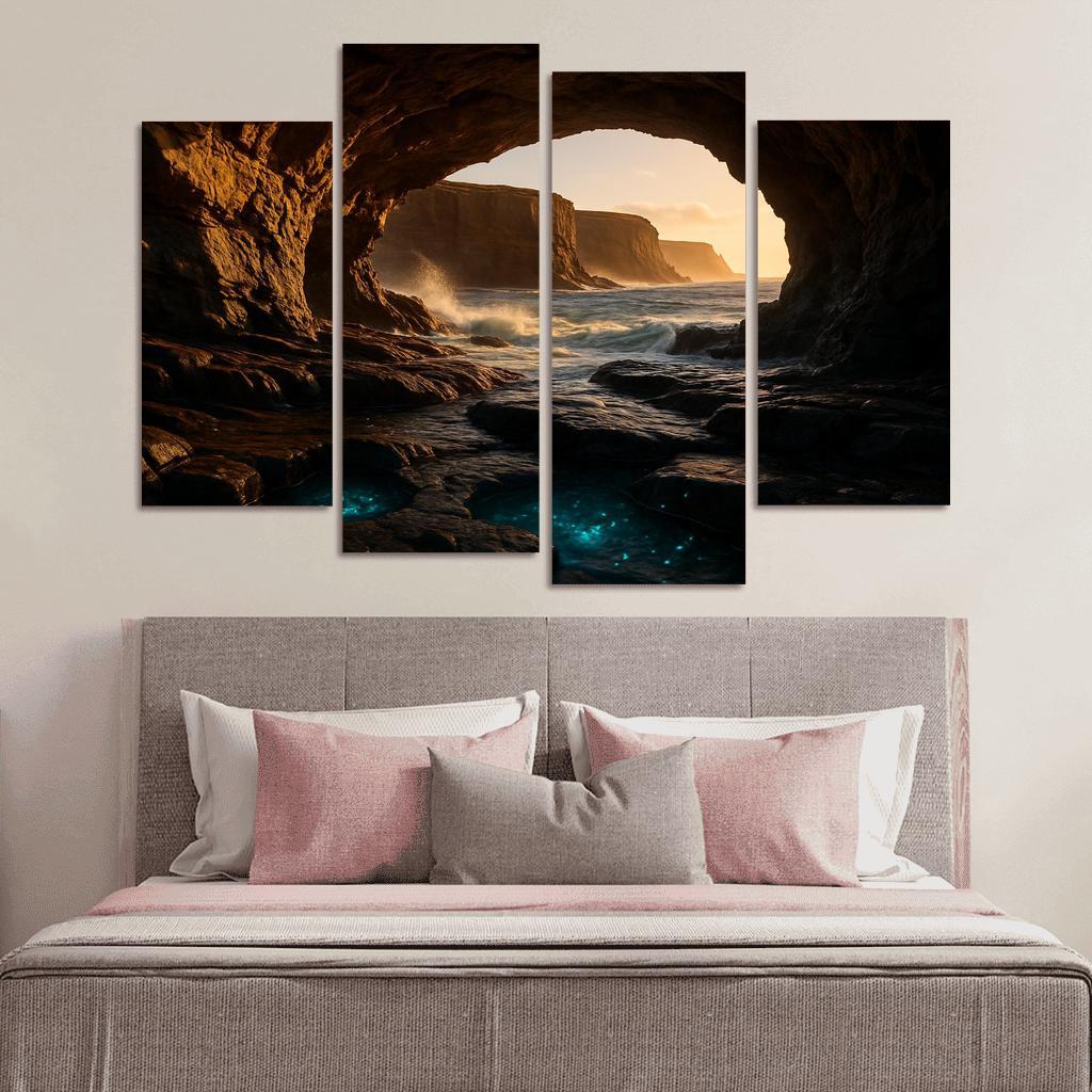 Sea Cave Lantern Coast oil paintings frame