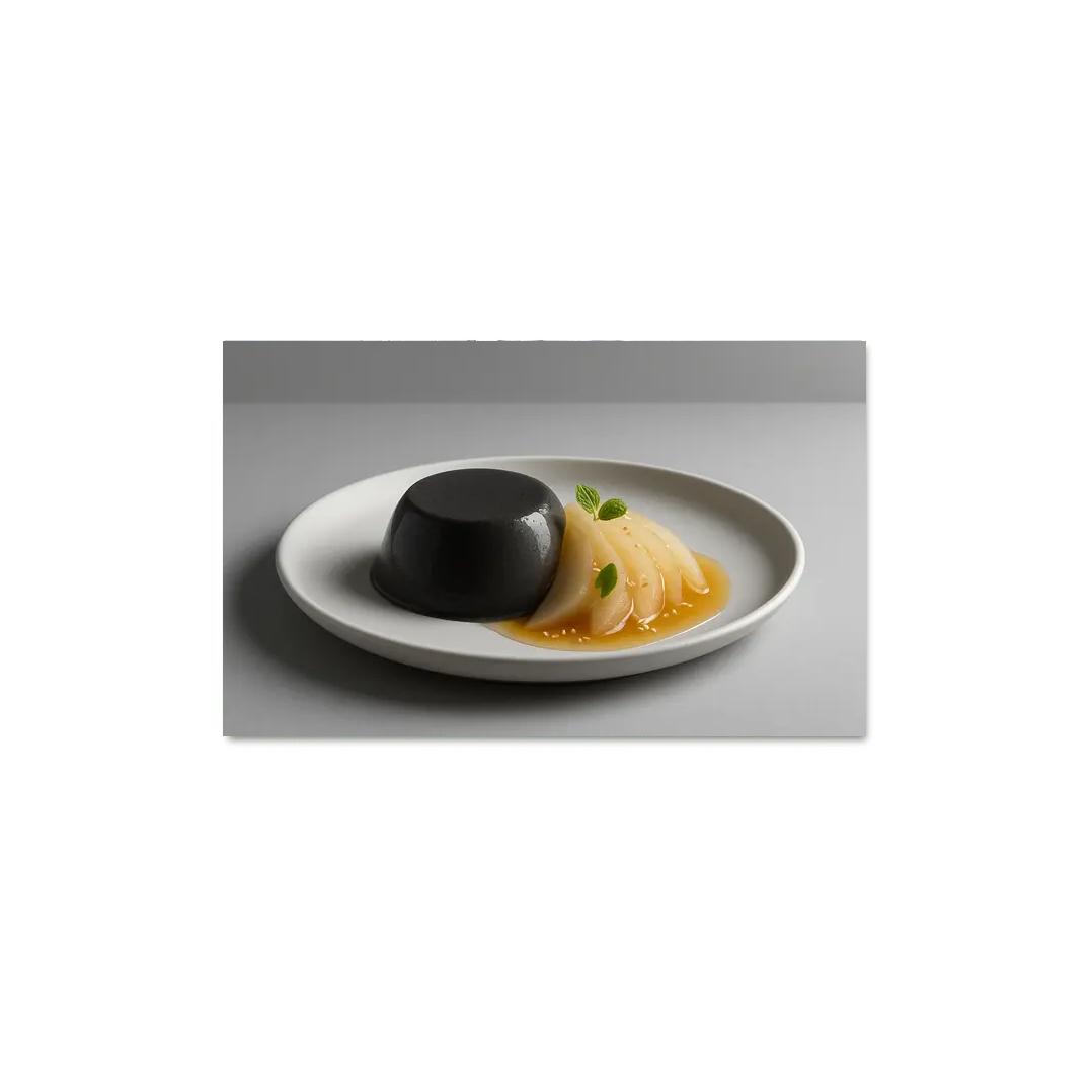 Black Sesame Pear Panna Cotta With Ginger Citrus Syrup custom paintings frame