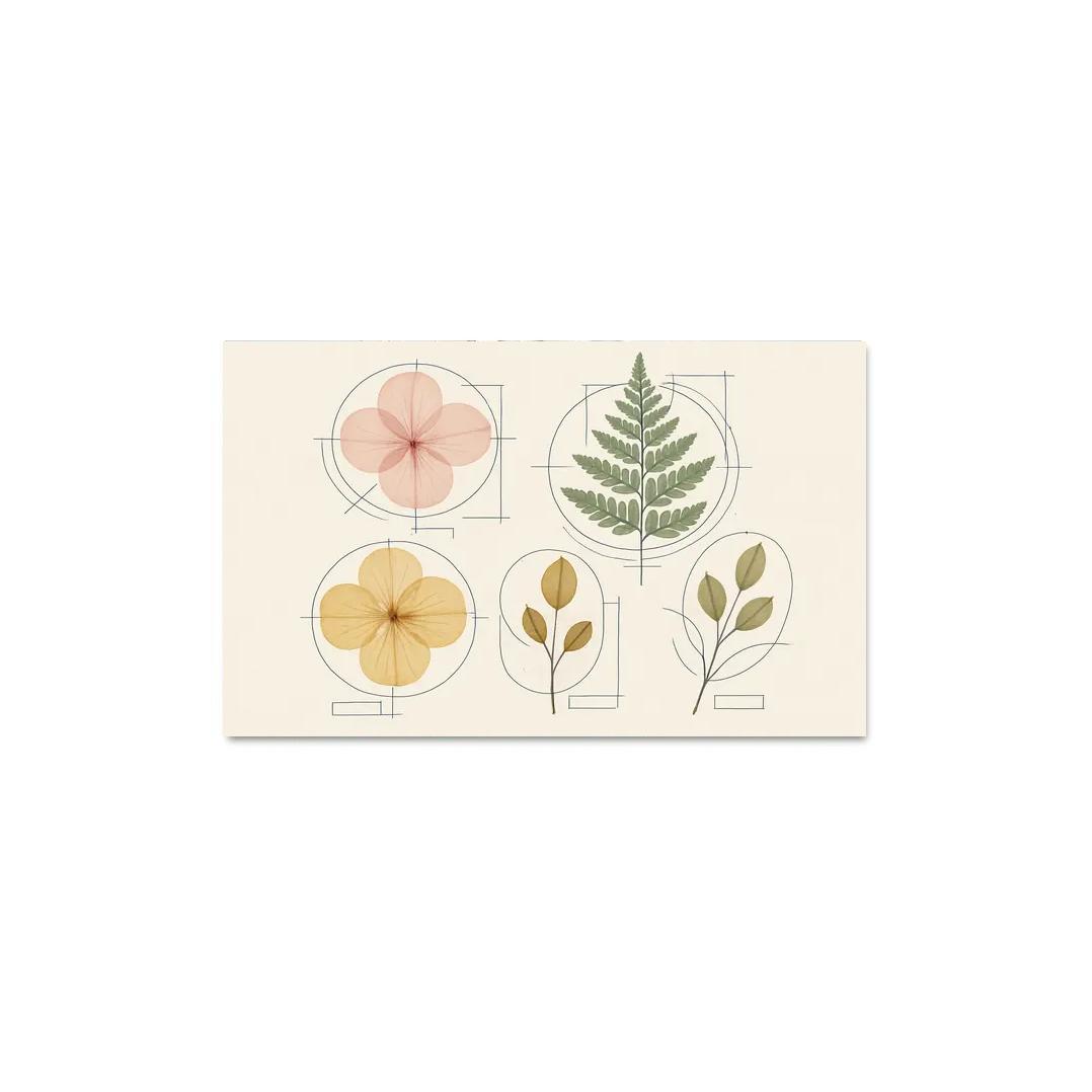 Botanical Blueprint Pressed Petals And Ink Lines one-piece frames