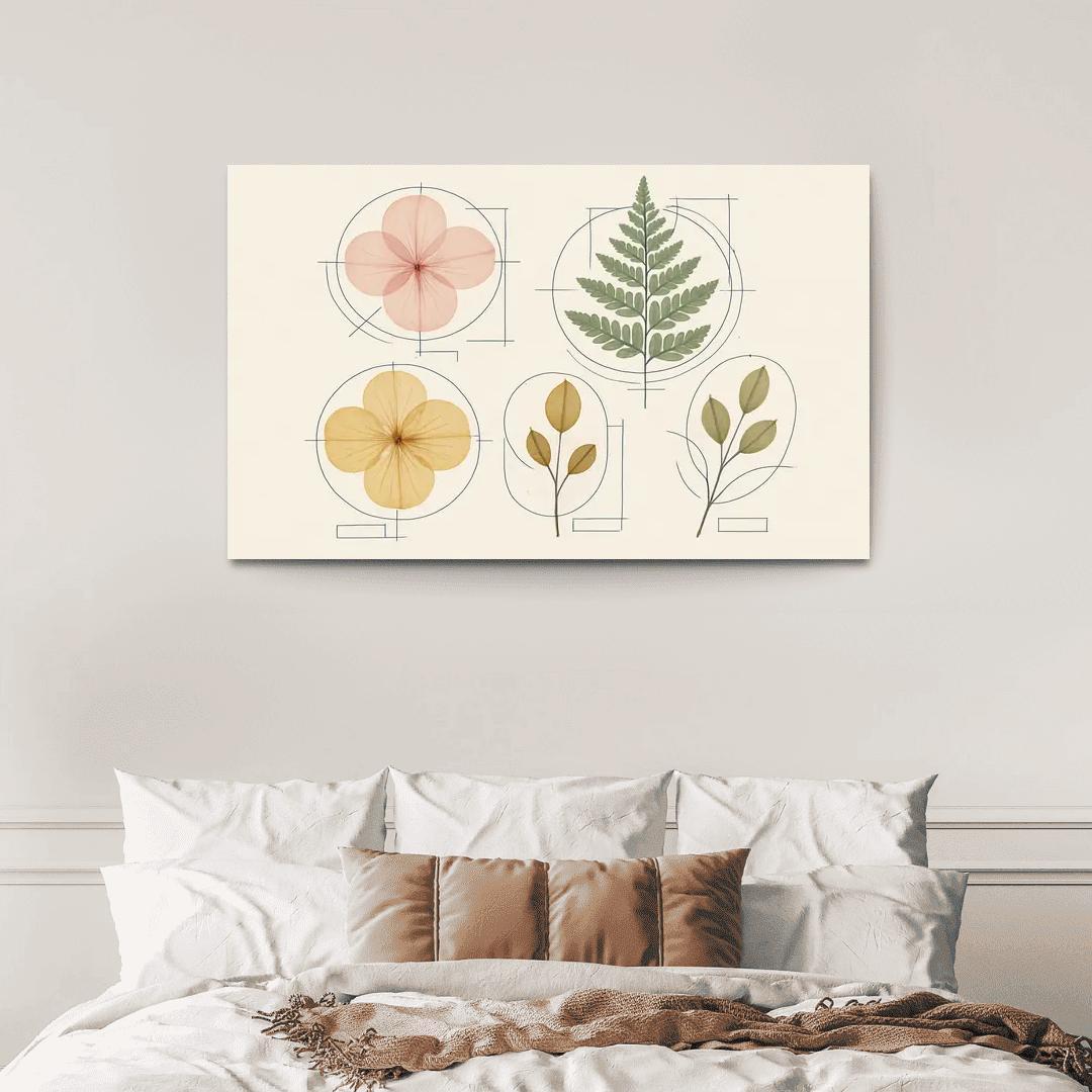 Botanical Blueprint Pressed Petals And Ink Lines one-piece frames