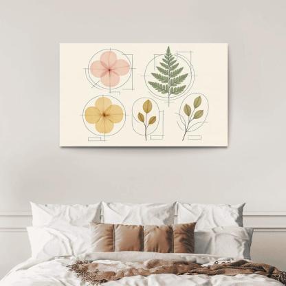 Botanical Blueprint Pressed Petals And Ink Lines one-piece frames