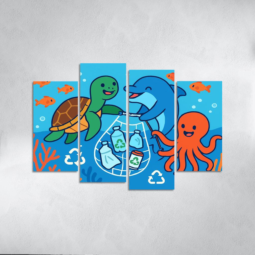 Coral Reef Cleanup Squad canvas paintings frame