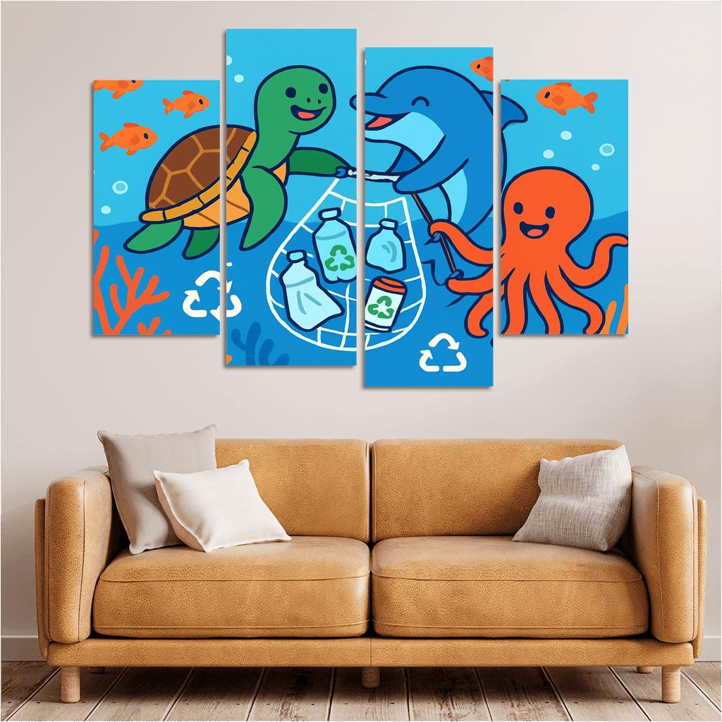 Coral Reef Cleanup Squad canvas paintings frame