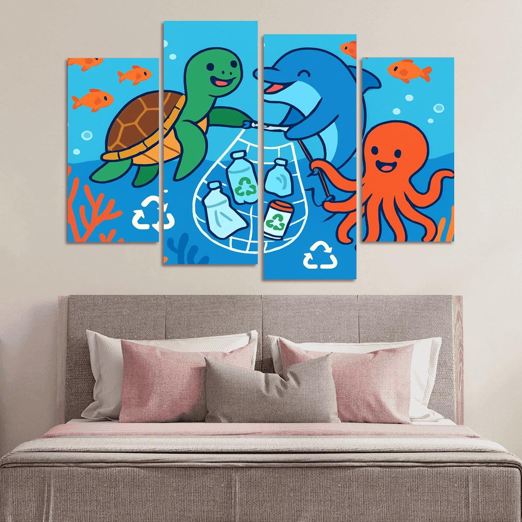 Coral Reef Cleanup Squad canvas paintings frame