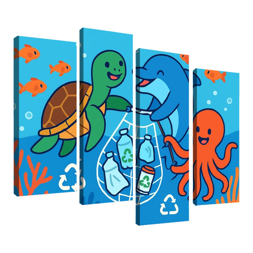 Coral Reef Cleanup Squad canvas paintings frame