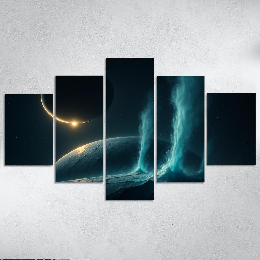 Cryovolcanic Plumes On An Ocean Moon At Eclipse framed paintings